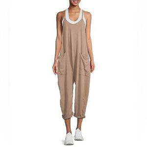Jumpsuit with Pockets Taupe Tan Size XXL 2X